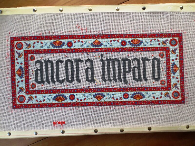 Ancora Imparo project update, persian inspired needlepoint