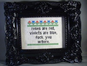 ACrafty Interview - Katie Kutthroat 500 days of summer quote cross stitch