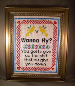 ACrafty Interview - Katie Kutthroat wanna fly cross stitch