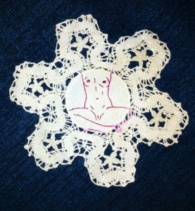 acrafty interview - schinderman - nude woman embroidered doily 1