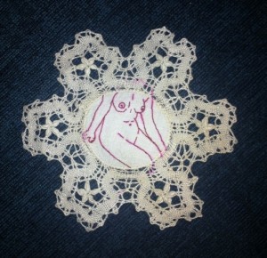 acrafty interview - schinderman - nude woman embroidered doily 2