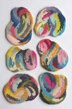 acrafty interview - cresus-parpi - impromptu coaster set 16 needlepoint