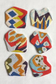 acrafty interview - cresus-parpi - impromptu coaster set 5 needlepoint