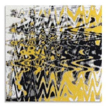 acrafty interview - cresus-parpi - mwwm bright yellow wave interference needlepoint project