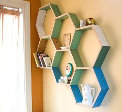 hexagon crafts part 3 - diy honeycomb shelves