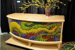 healthy water themed crafts part 2 - credenza with doors covered in polymer clay