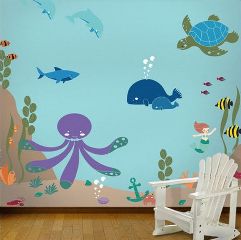 healthy water themed crafts part 3 - undersea mural stencils