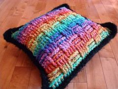 variegated floss projects part 5 - basketweave crochet pillow