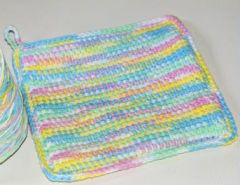 variegated floss projects part 5 - crochet potholder pastel