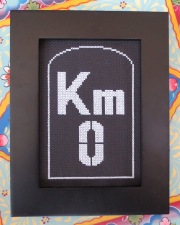 DMC glow in the dark floss E940 - KM0 glow in the dark street sign cross stitch daylight