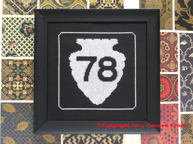 montana road sign cross stitch arrowhead