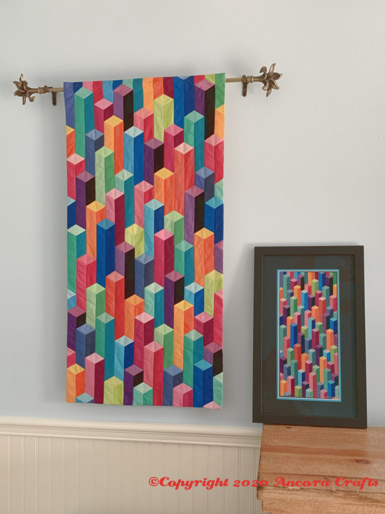 modern tumbling blocks quilt 3d geometric