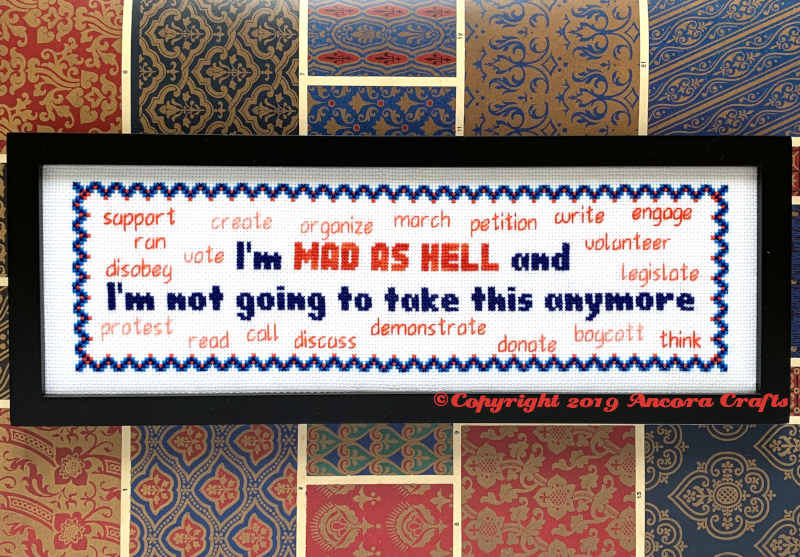 mad as hell cross stitch pattern network movie political activism