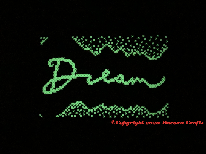 dream cross stitch pattern with glow in the dark