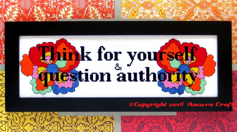 think for yourself and question authority cross stitch pattern timothy leary