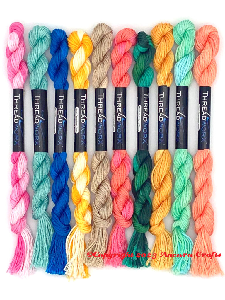 threadworx island collection of 10 tropical thread colors for cross stitch needlepoint and other crafts