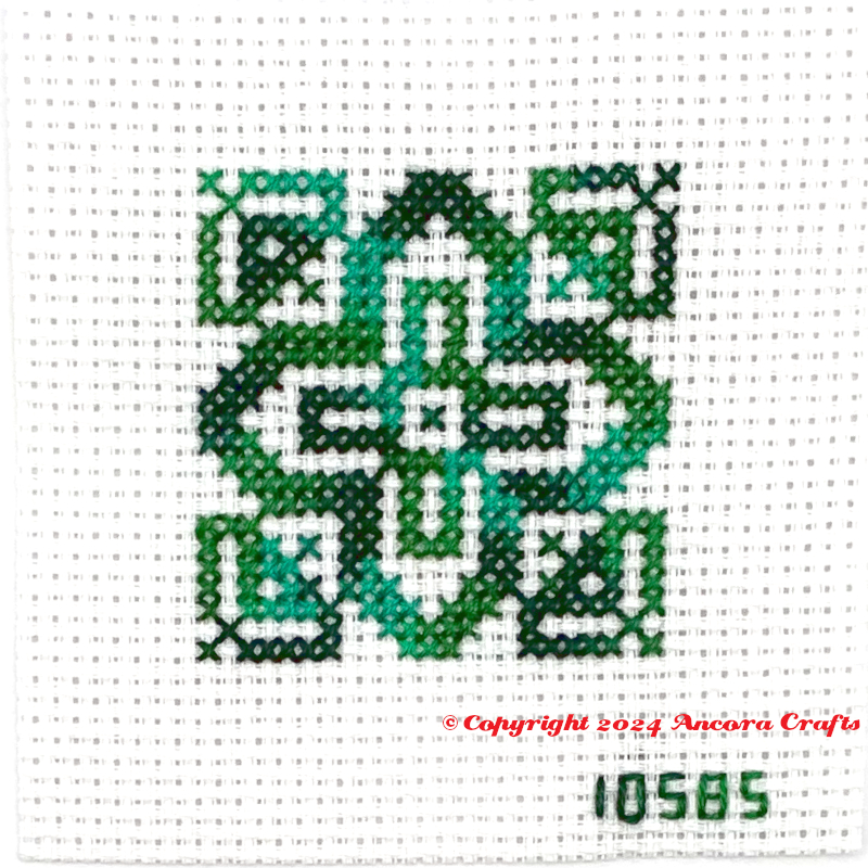 threadworx sampler photo shows 10585 Green River stitched in a geometric pattern