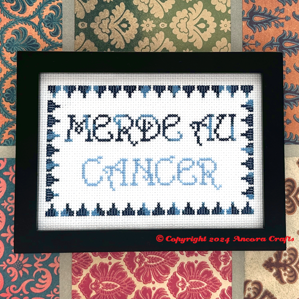 fuck cancer in french cross stitch pattern merde au cancer