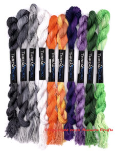 This collection of Halloween ThreadworX embroidery flosses is a rich and fun group of greys, oranges, purples, and greens that are perfect for all of your spooky Halloween projects! 