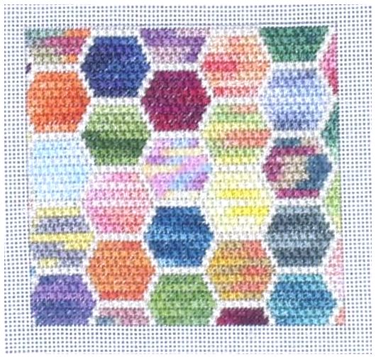 variegated floss projects - hexagon needlepoint