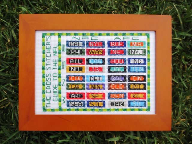 cross stitch guide to the NFL - photo on turf