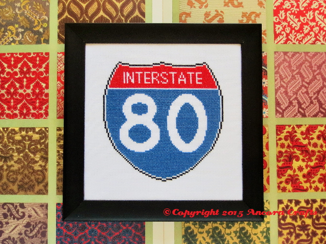 interstate cross stitch road sign pattern and kit