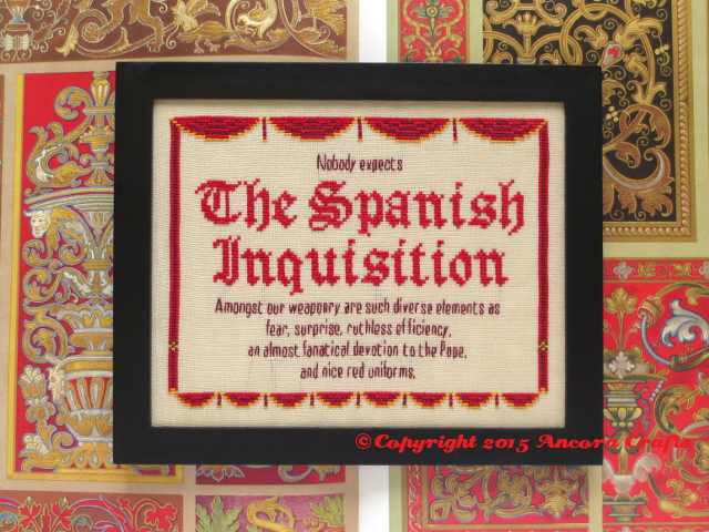 monty python spanish inquisition cross stitch project