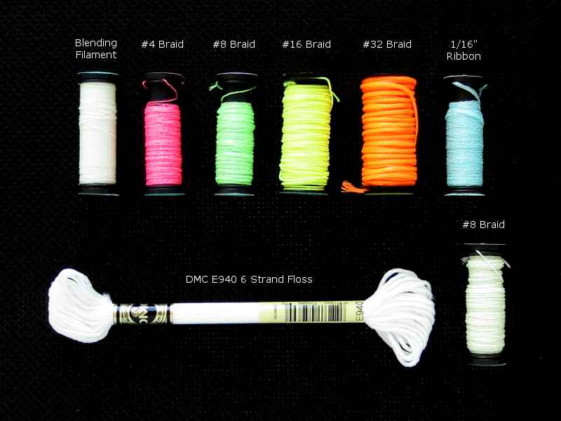 glow in the dark thread review - all the threads I tested