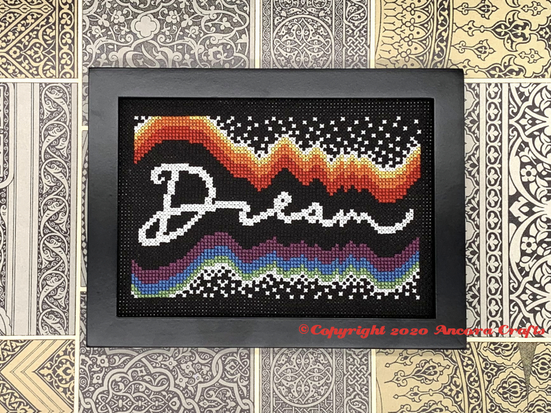 dream cross stitch pattern with rainbow colors